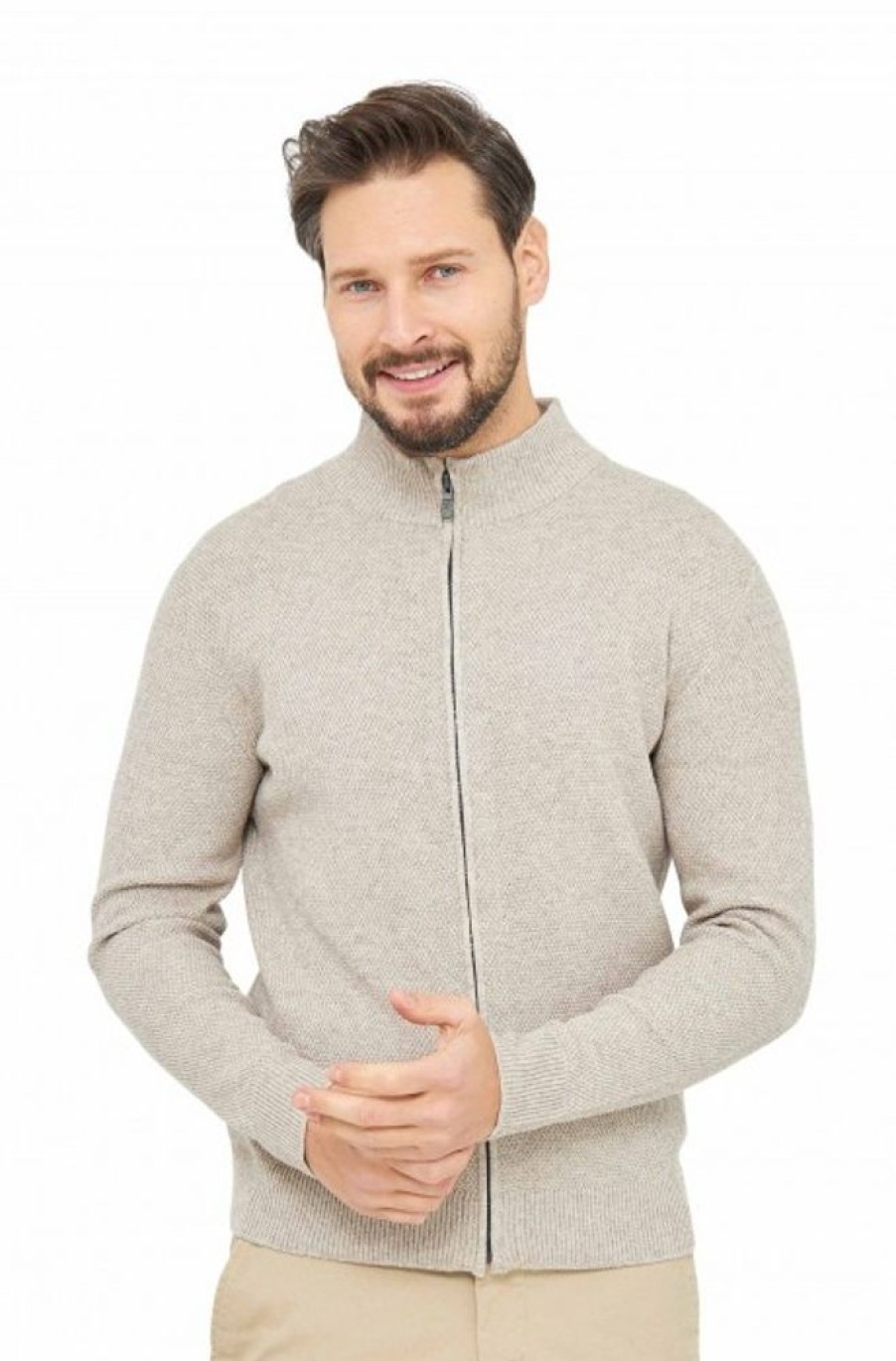 Herren APU KUNTUR | Strickjacke Alayo Mit Zipper Aus Baby-Alpaka-Baumwoll-Mix