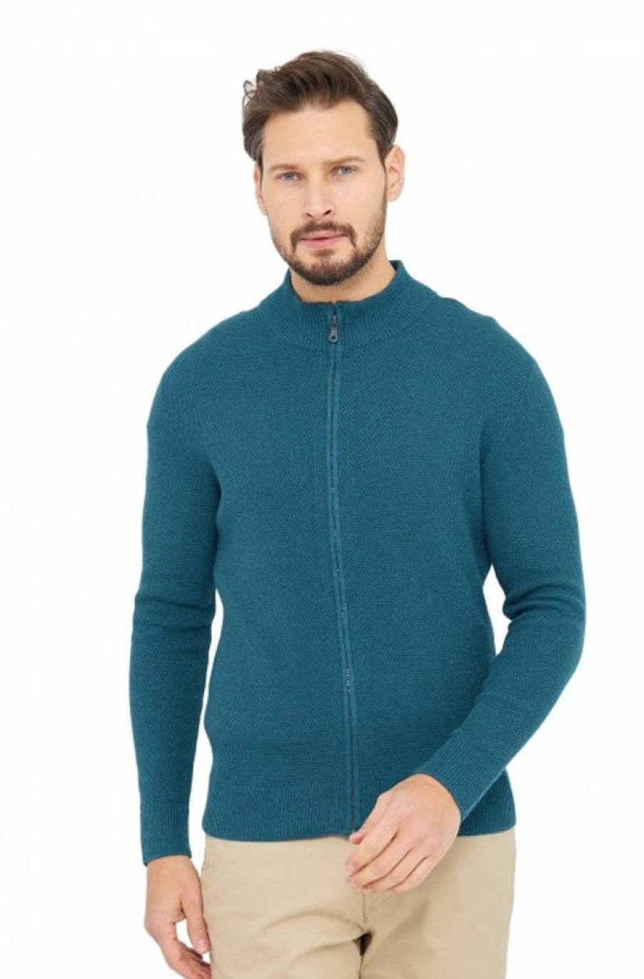 Herren APU KUNTUR | Strickjacke Alayo Mit Zipper Aus Baby-Alpaka-Baumwoll-Mix