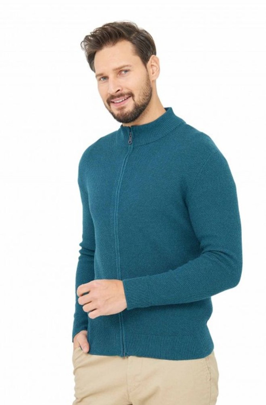 Herren APU KUNTUR | Strickjacke Alayo Mit Zipper Aus Baby-Alpaka-Baumwoll-Mix