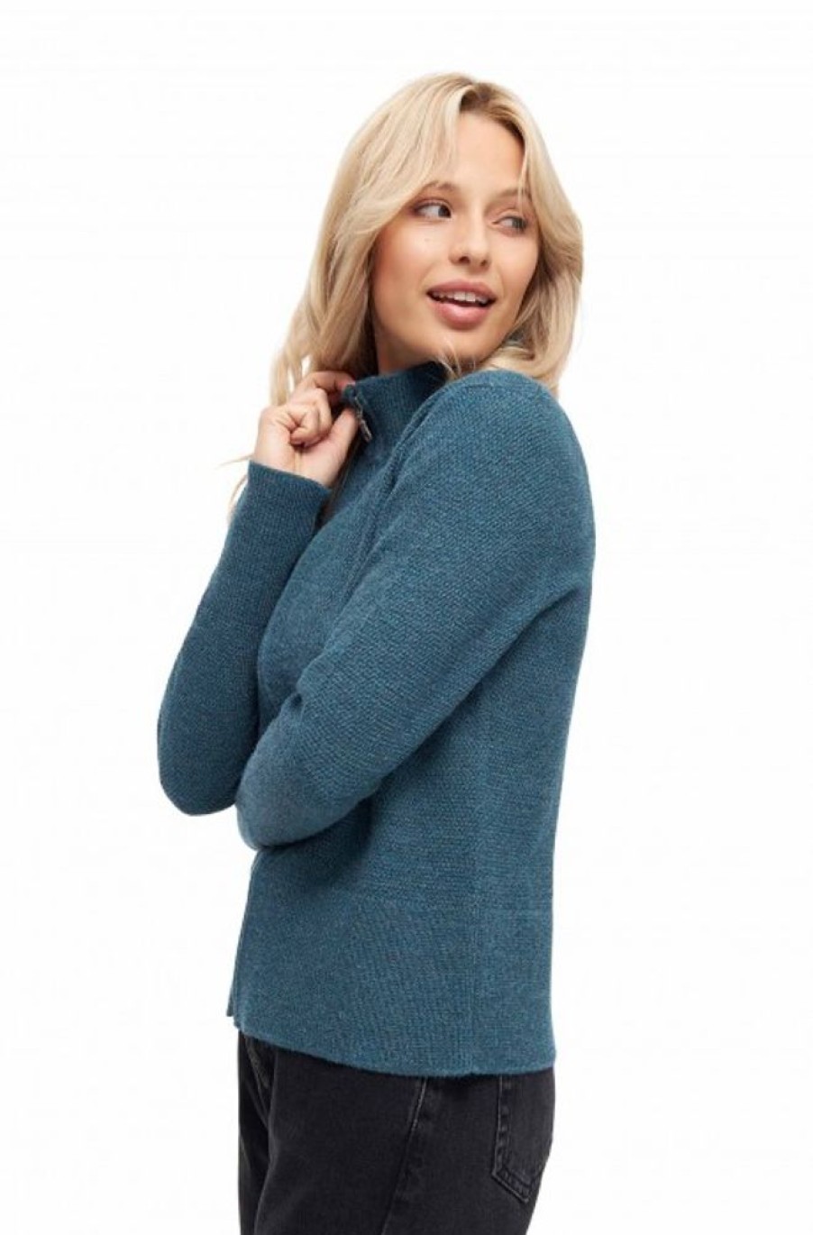 Damen APU KUNTUR | Strickjacke Alaya Mit Zipper Aus Baby-Alpaka-Baumwoll-Mix