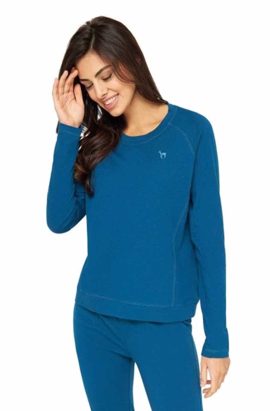 Damen APU KUNTUR | Alpaka Pyjama Damen Sweatshirt Dreamline Aus Alpaka-Baumwoll-Mix