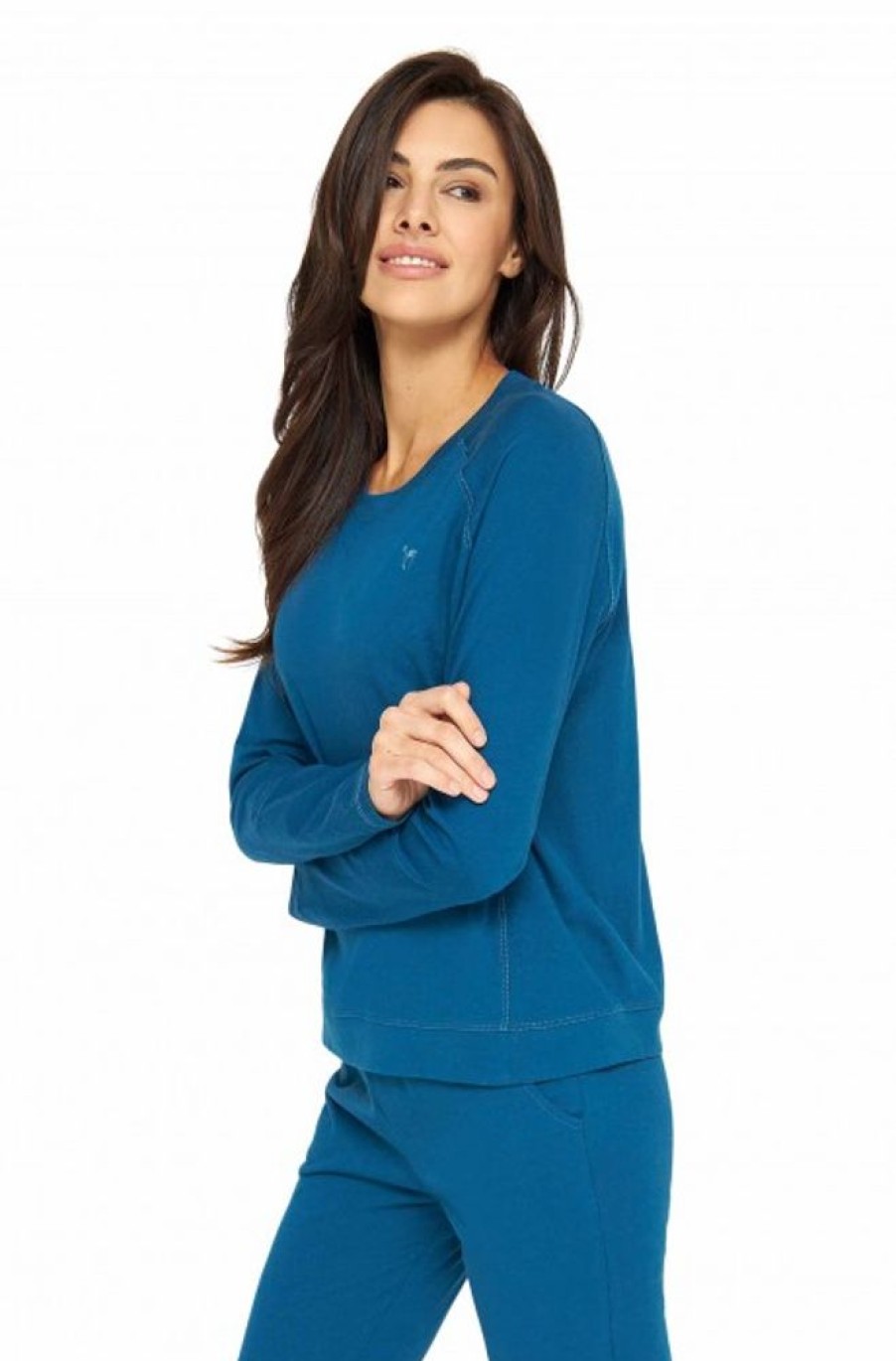 Damen APU KUNTUR | Alpaka Pyjama Damen Sweatshirt Dreamline Aus Alpaka-Baumwoll-Mix