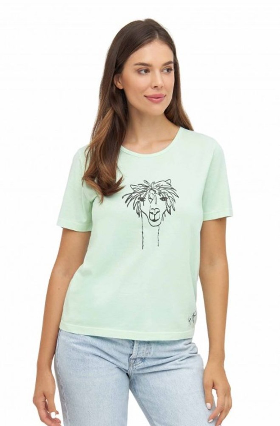 Damen APU KUNTUR | Damen T-Shirt Rassi Mit Alpaka-Motiv Aus 100% Bio-Pima-Baumwolle