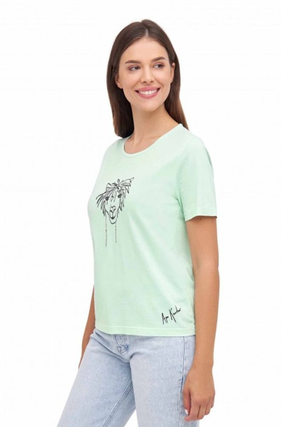 Damen APU KUNTUR | Damen T-Shirt Rassi Mit Alpaka-Motiv Aus 100% Bio-Pima-Baumwolle