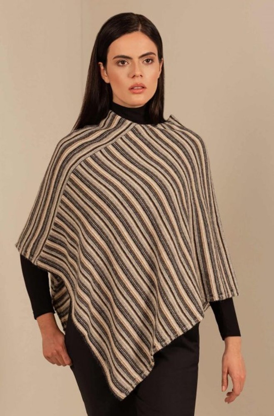 Damen KUNA | Alpaka Poncho Uneven Aus 100% Baby Alpaka