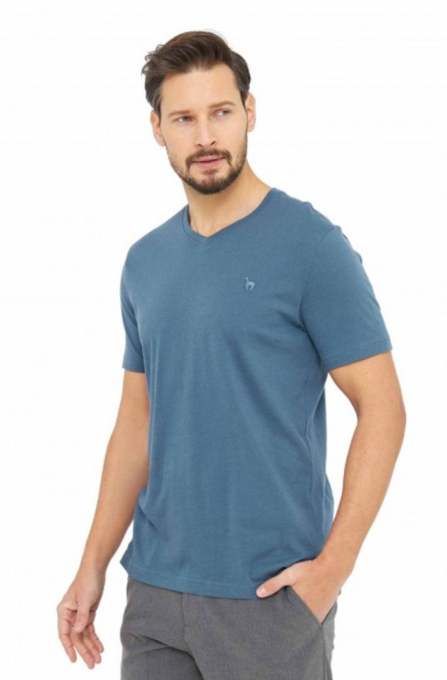 Herren APU KUNTUR | T-Shirt V-Neck Aus Royal Alpaka-Baumwoll-Mix