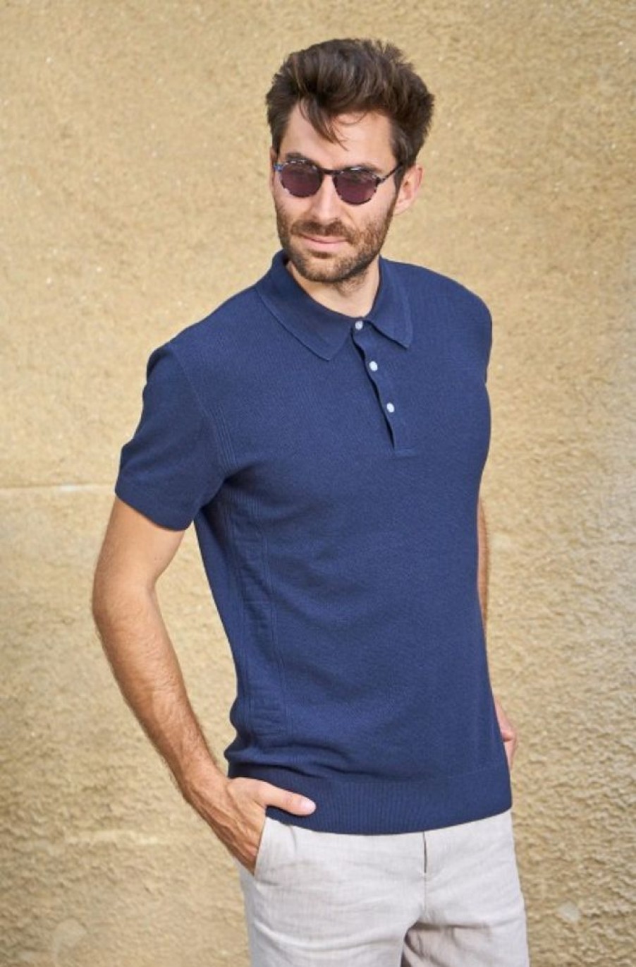 Herren APU KUNTUR | Polo Shirt Simron Aus Royal Alpaka-Baumwoll-Mix