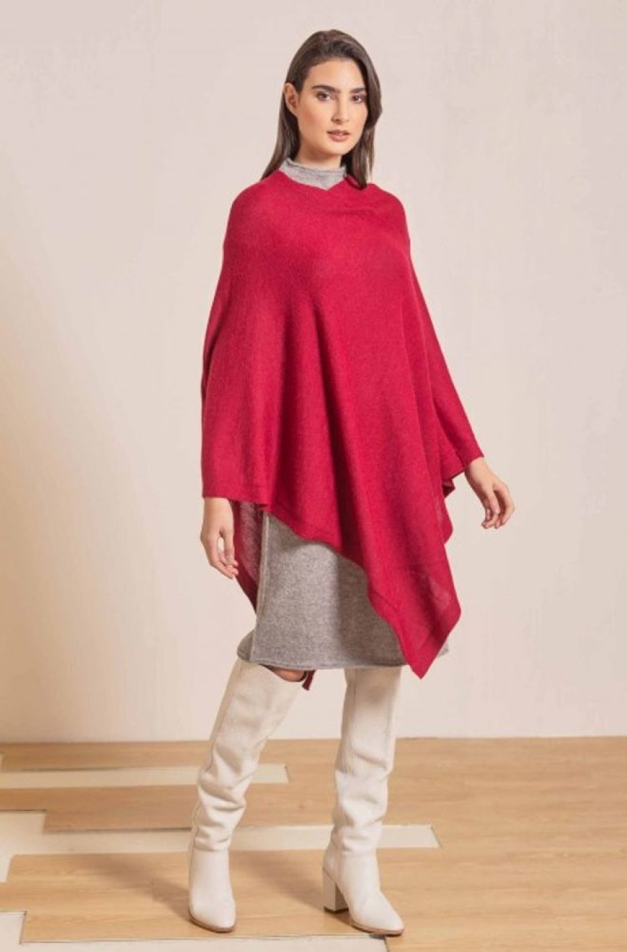 Damen KUNA Essentials | Alpaka Basic Strickponcho Almendra Kuna Essentials