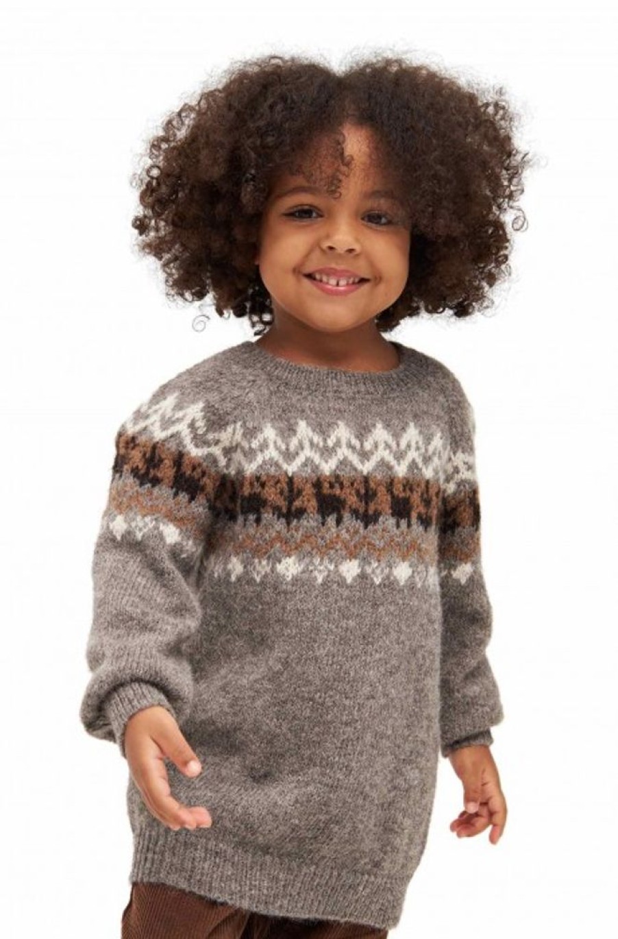 Kinder APU KUNTUR | Alpaka Kinder Pullover Natura Aus 100% Ungefarbtem Alpaka