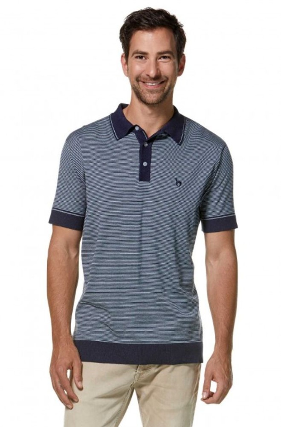 Herren APU KUNTUR | Polo Shirt Diego Aus Royal Alpaka-Baumwoll-Mix