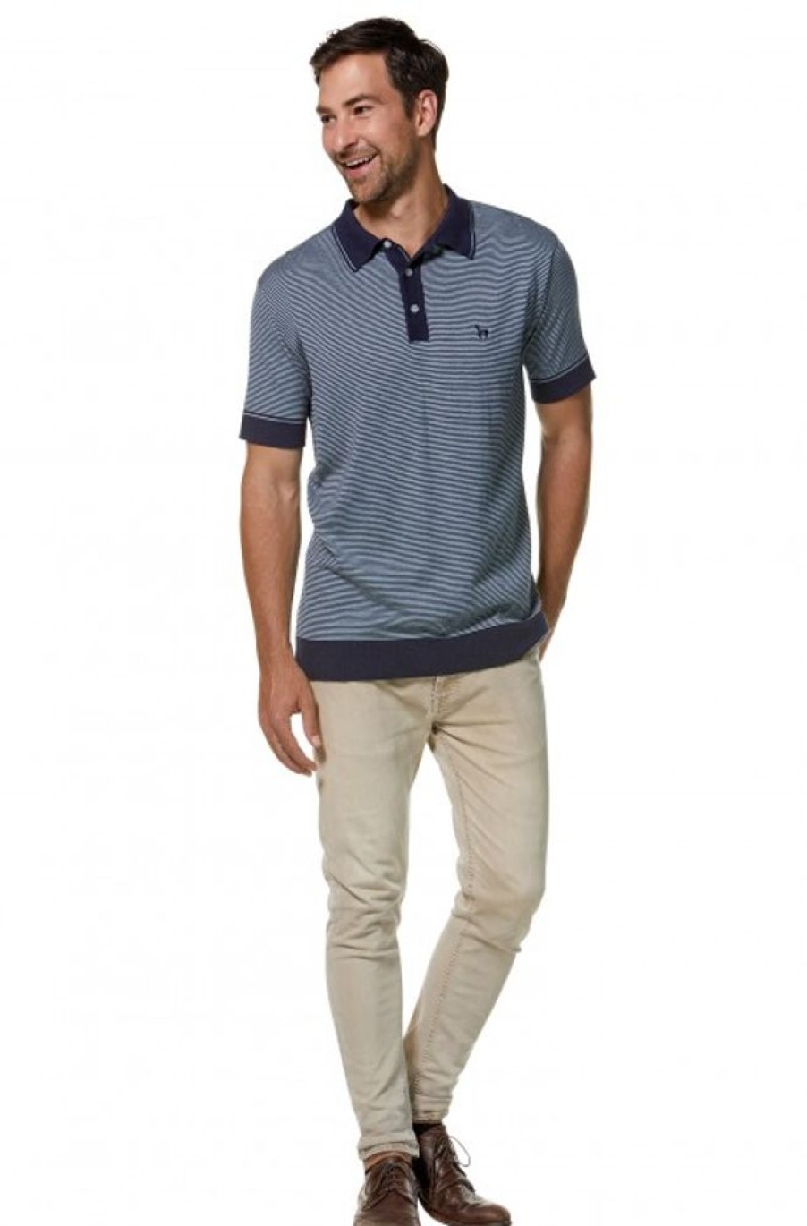 Herren APU KUNTUR | Polo Shirt Diego Aus Royal Alpaka-Baumwoll-Mix