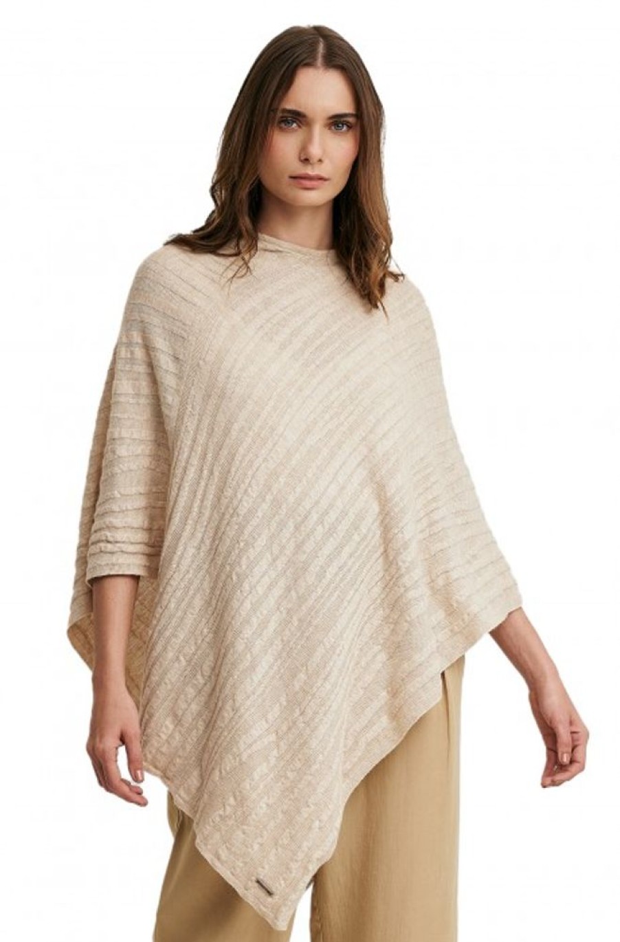 Damen KUNA | Alpaka Poncho Wasabi Aus Baby Alpaka Eco & Bio-Baumwolle