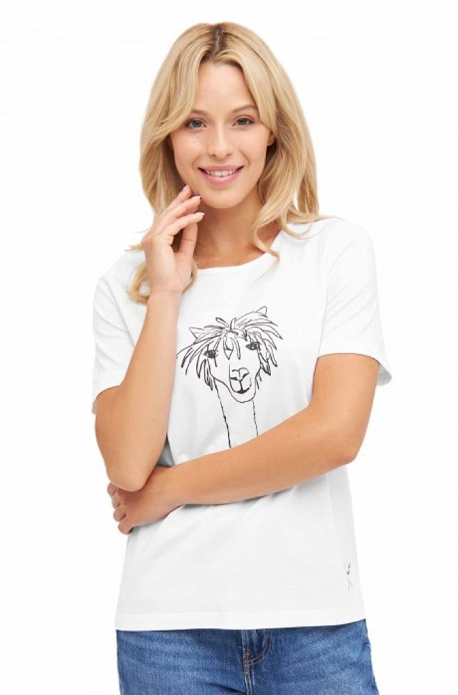 Damen APU KUNTUR | Damen T-Shirt Rassi Mit Alpaka-Motiv Aus 100% Bio-Pima-Baumwolle